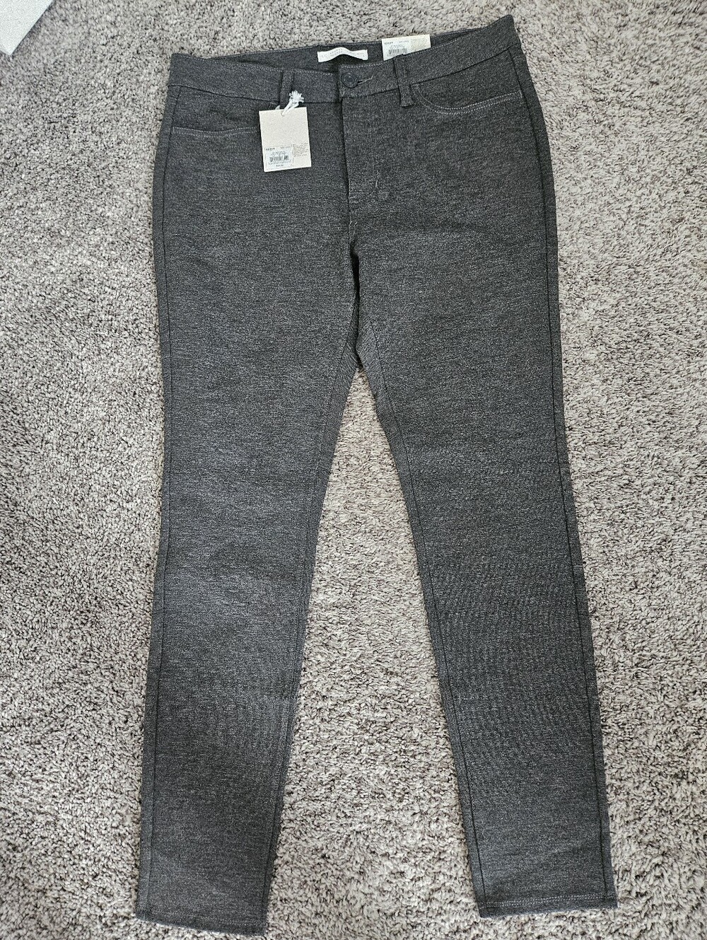 LC Lauren Conrad Women’s Heather Gray Ponte Skinny Stretch Mid Rise Pants Size L